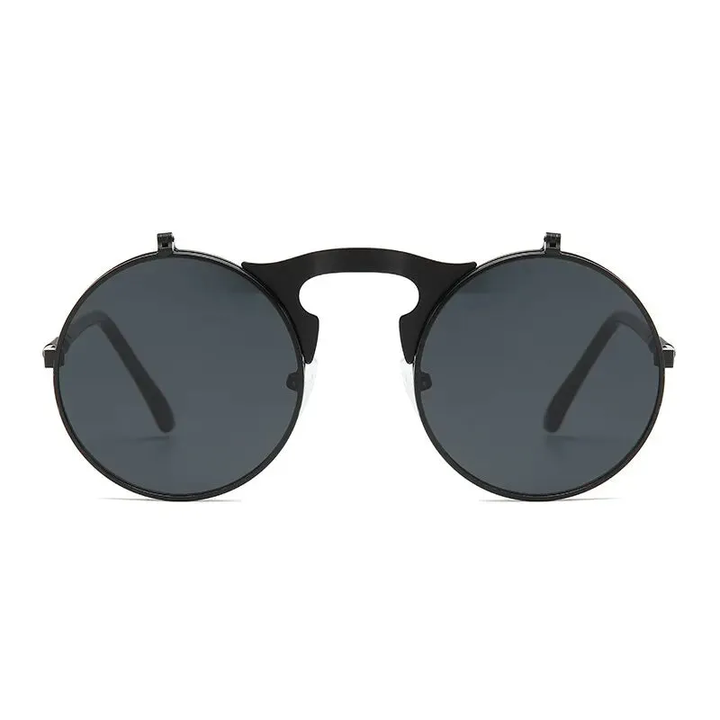 Old Metal Steampunk Flip Sunglasses