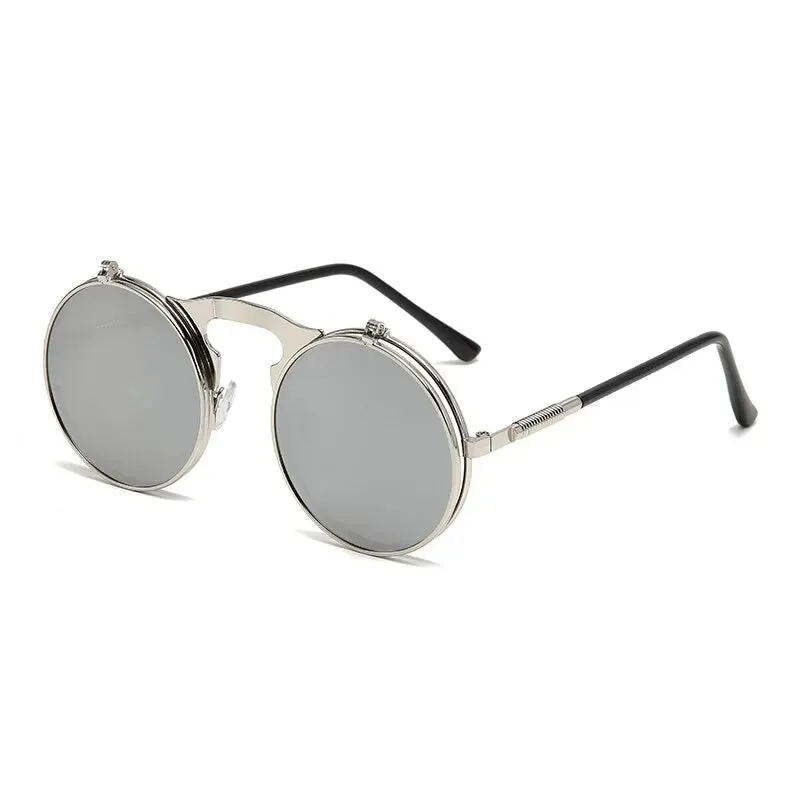 Old Metal Steampunk Flip Sunglasses