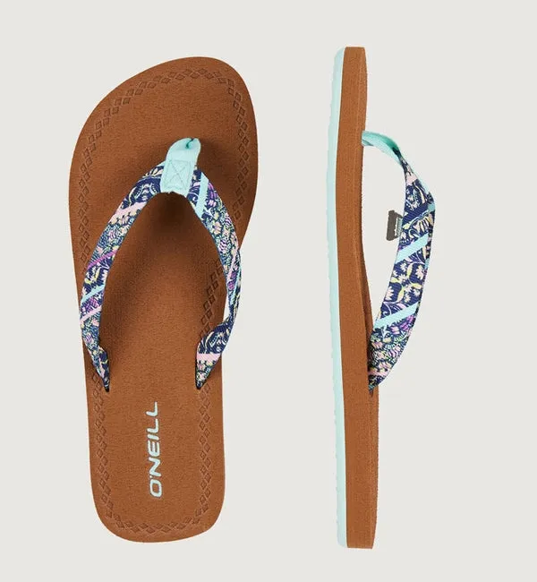 O'Neill Womens Woven Strap Flip Flops  - Blue AOP