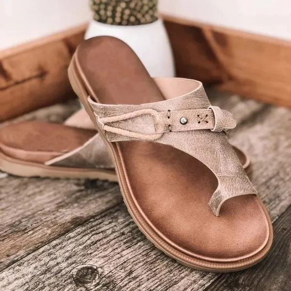 Orthotics Sandals Correction PVC Fabric Open Toe Slippers Flat Heel Flip Flops Summer Casual Beach