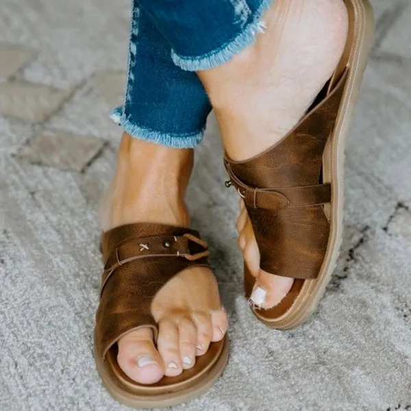 Orthotics Sandals Correction PVC Fabric Open Toe Slippers Flat Heel Flip Flops Summer Casual Beach