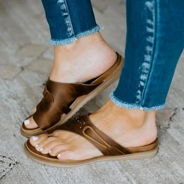 Orthotics Sandals Correction PVC Fabric Open Toe Slippers Flat Heel Flip Flops Summer Casual Beach