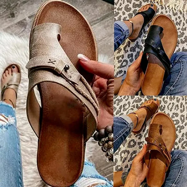 Orthotics Sandals Correction PVC Fabric Open Toe Slippers Flat Heel Flip Flops Summer Casual Beach