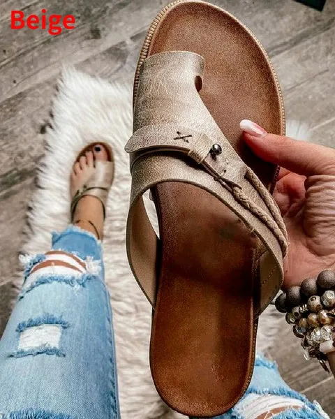 Orthotics Sandals Correction PVC Fabric Open Toe Slippers Flat Heel Flip Flops Summer Casual Beach