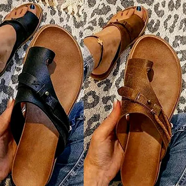 Orthotics Sandals Correction PVC Fabric Open Toe Slippers Flat Heel Flip Flops Summer Casual Beach