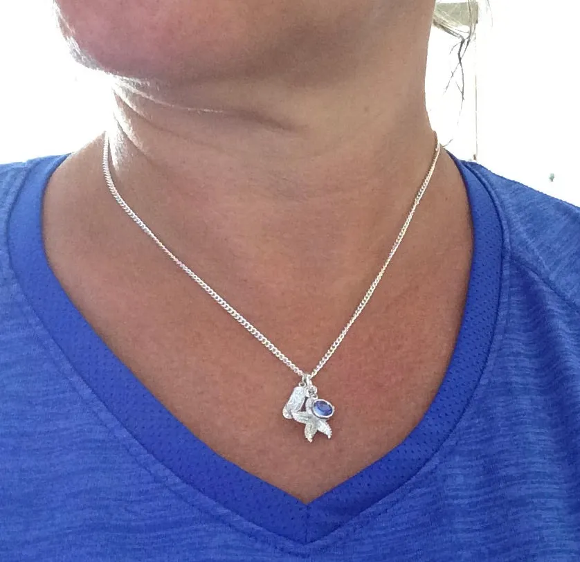 Personalized Starfish Flip Flop Sterling Silver Charm Necklace Beach Jewelry Birthday Gift Birthstone