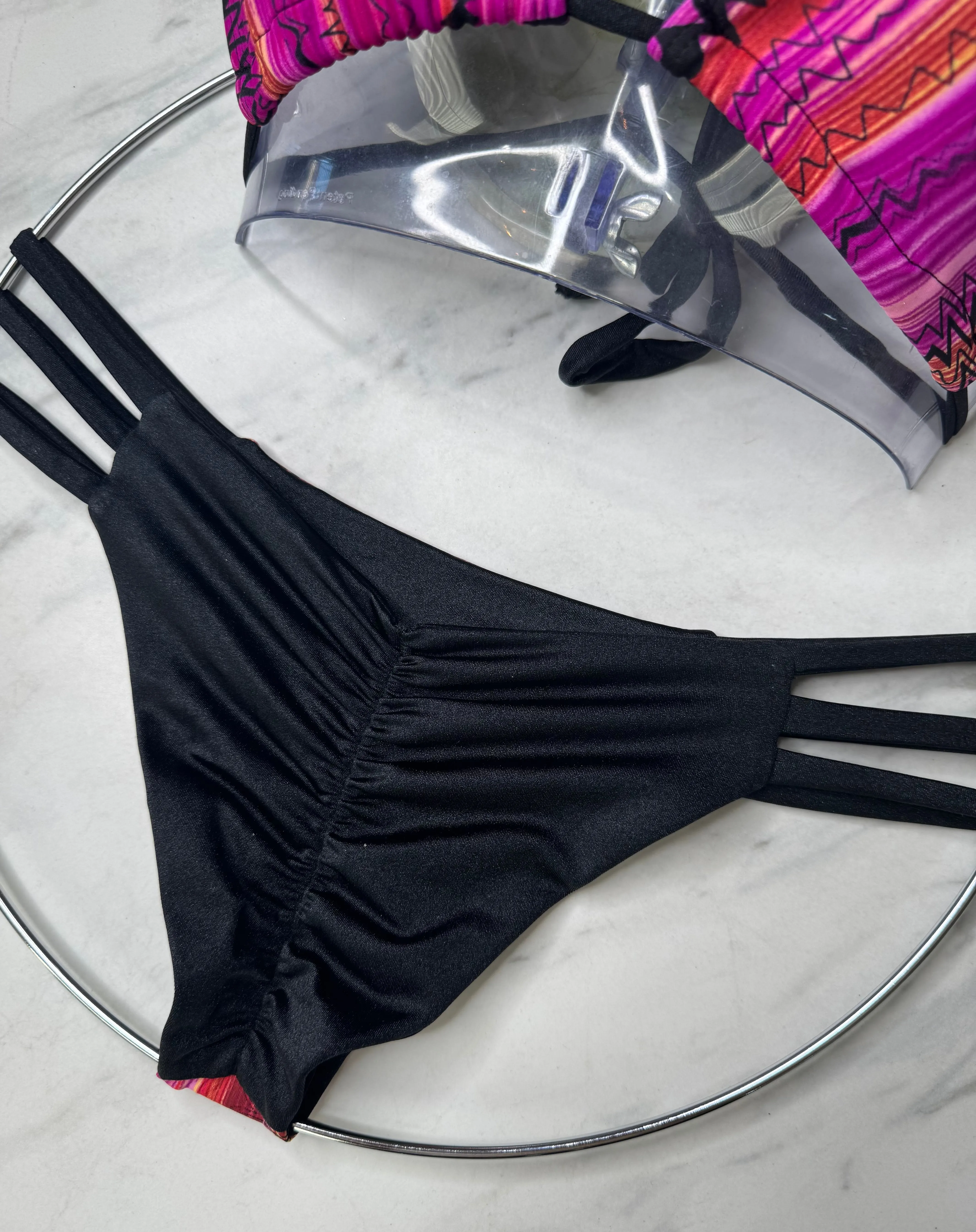 Pink Abstract Kona Reversible Bottom with Black Strings
