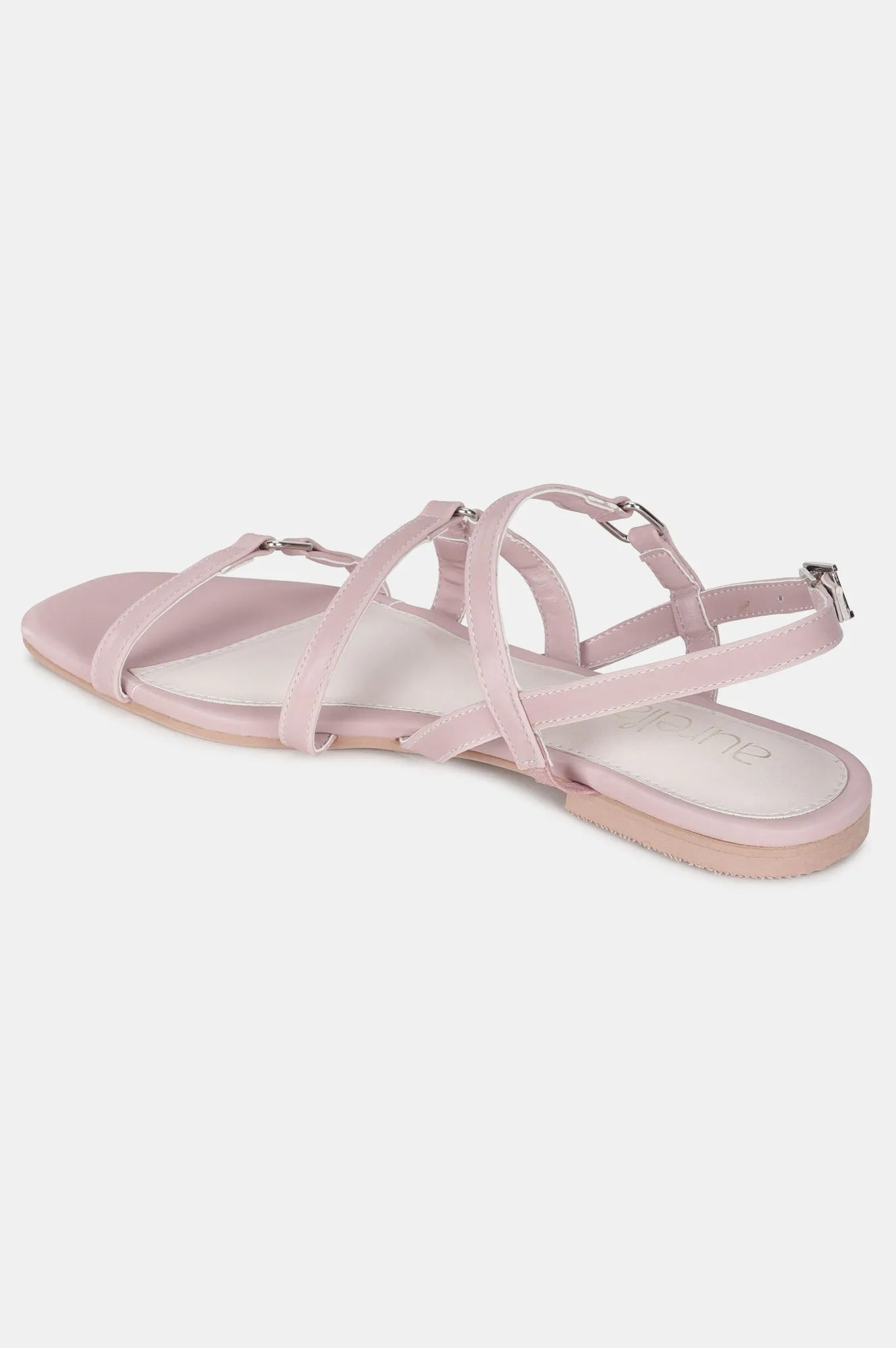 Pink Square Toe Solid Flat-ZHANNA