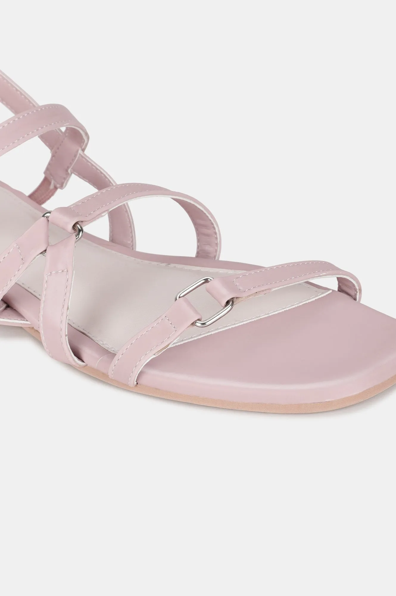 Pink Square Toe Solid Flat-ZHANNA