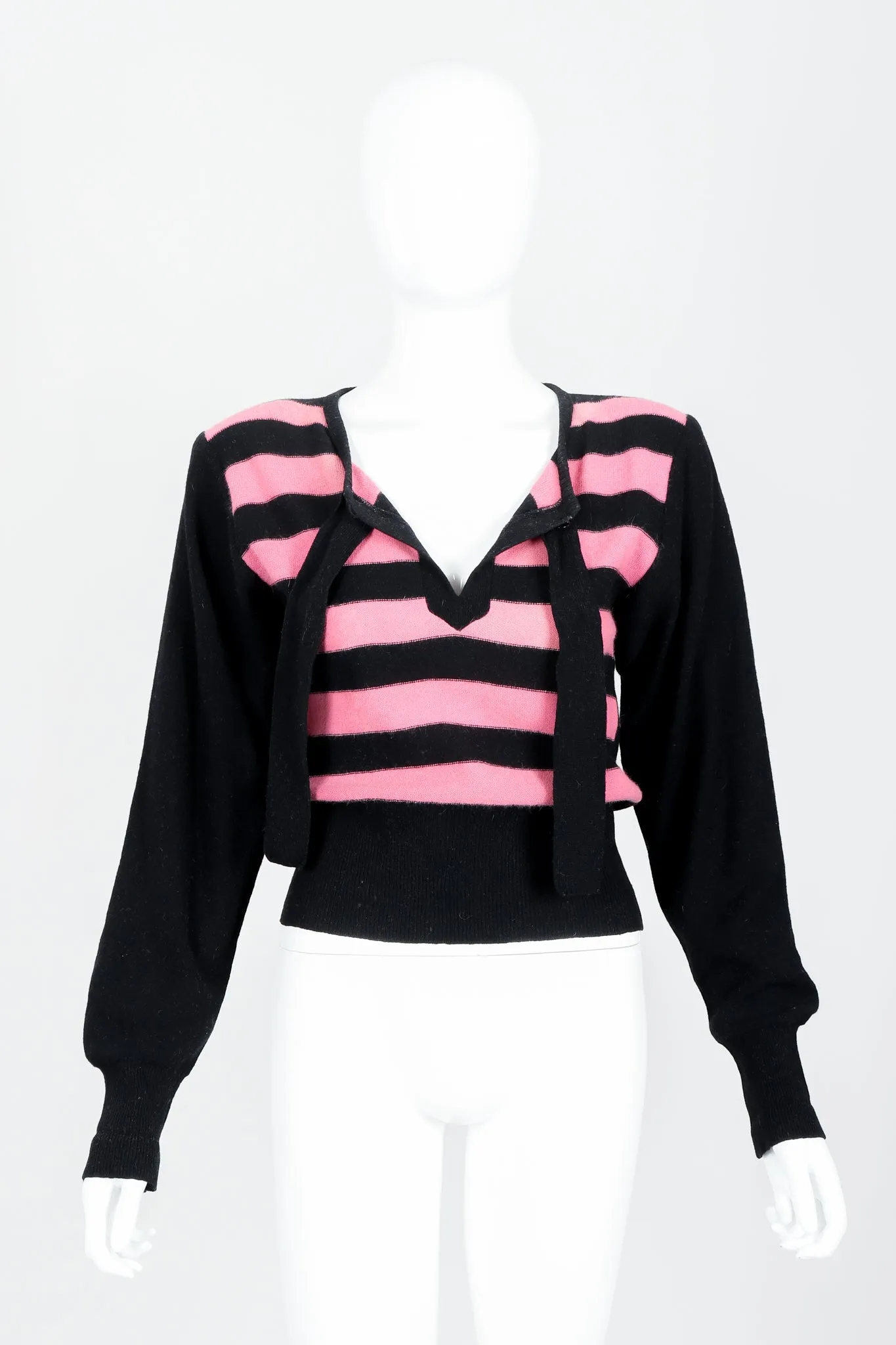 Pink Stripe Keyhole Sweater