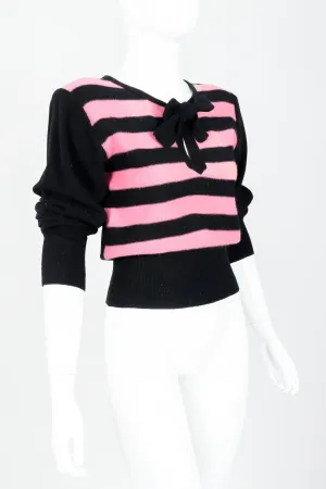Pink Stripe Keyhole Sweater