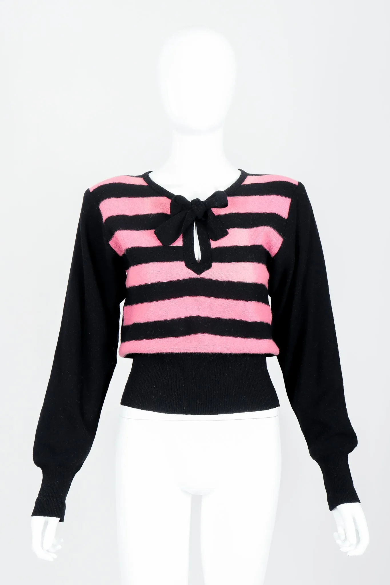 Pink Stripe Keyhole Sweater