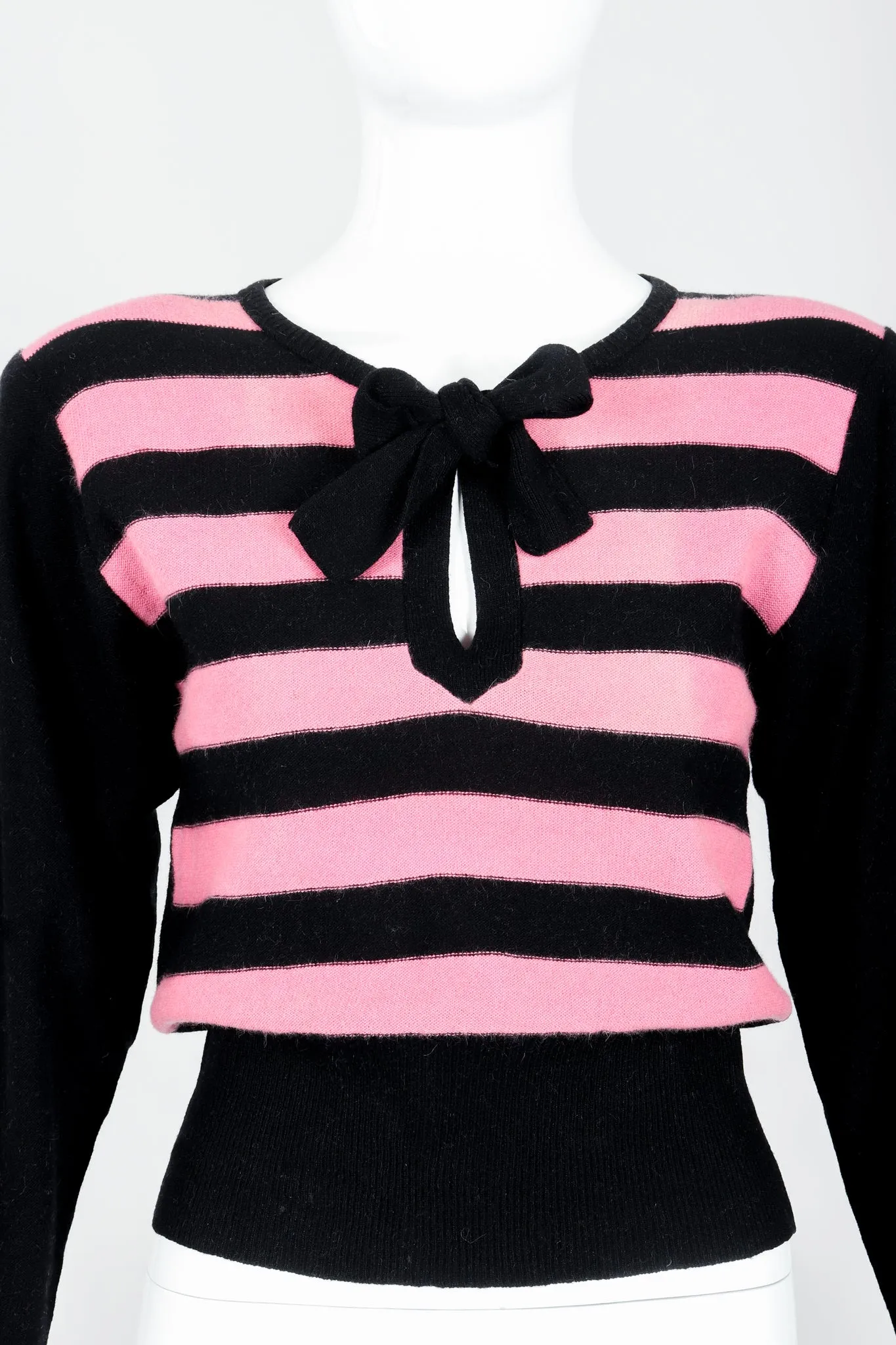 Pink Stripe Keyhole Sweater