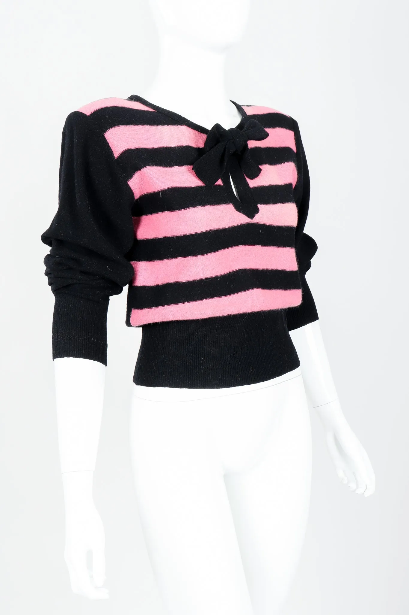 Pink Stripe Keyhole Sweater