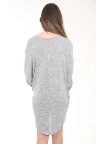 Plain Oversized Batwing Dip Hem Baggy Top