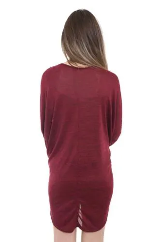 Plain Oversized Batwing Dip Hem Baggy Top
