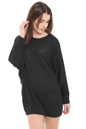 Plain Oversized Batwing Dip Hem Baggy Top