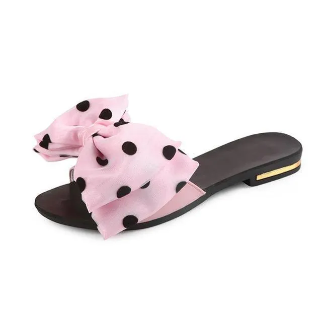 Polka Dot Bow-tie Fashion Flip Flops