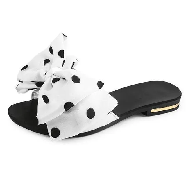 Polka Dot Bow-tie Fashion Flip Flops
