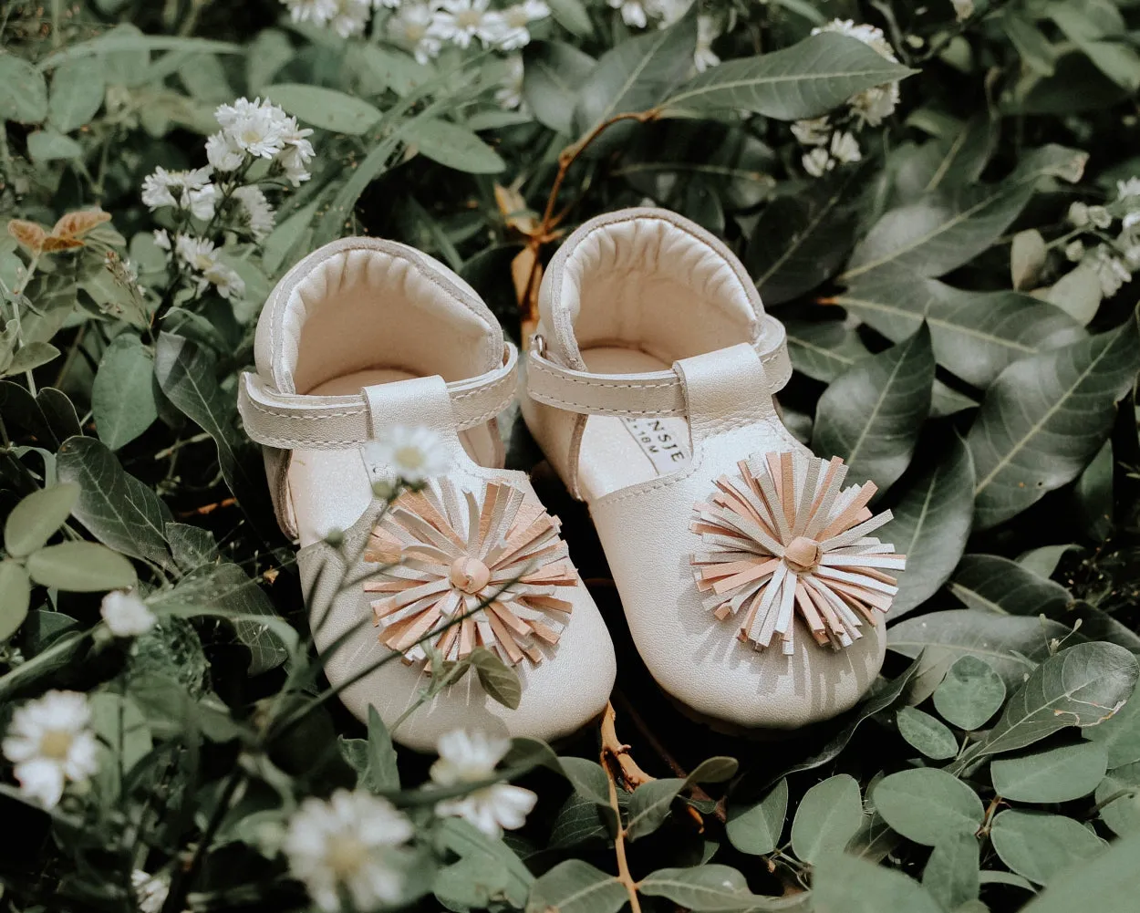 Poms Shoes | Off White Metallic Leather