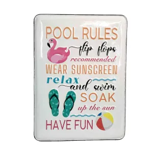 'Pool Rules' Enamel Sign