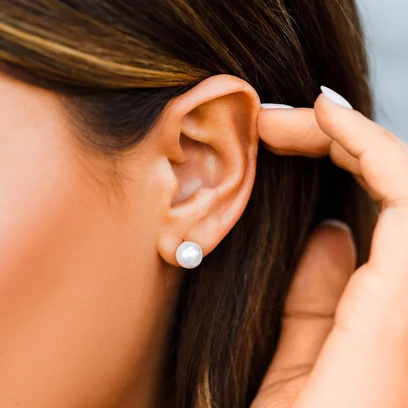 Pura Vida Rose Gold Stud Earrings ~ Pearl & Heart Double Sided Stud