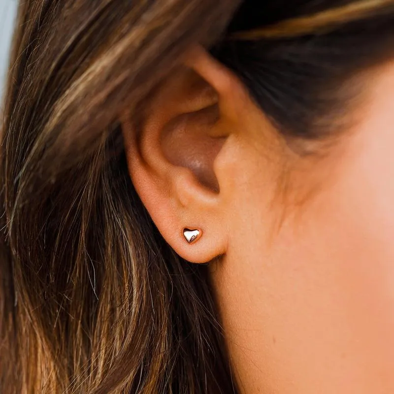 Pura Vida Rose Gold Stud Earrings ~ Pearl & Heart Double Sided Stud