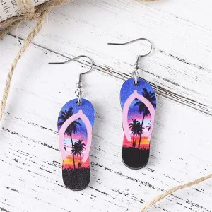 Purple & Pink Hawaii Flip-Flop Drop Earrings