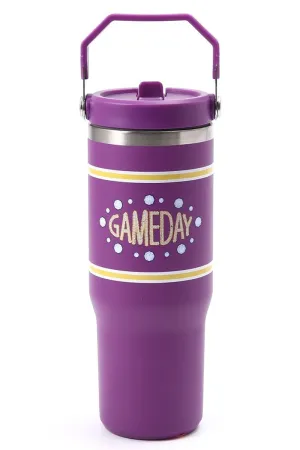 Purple and Yellow Gameday Flip Straw 30oz Tumbler