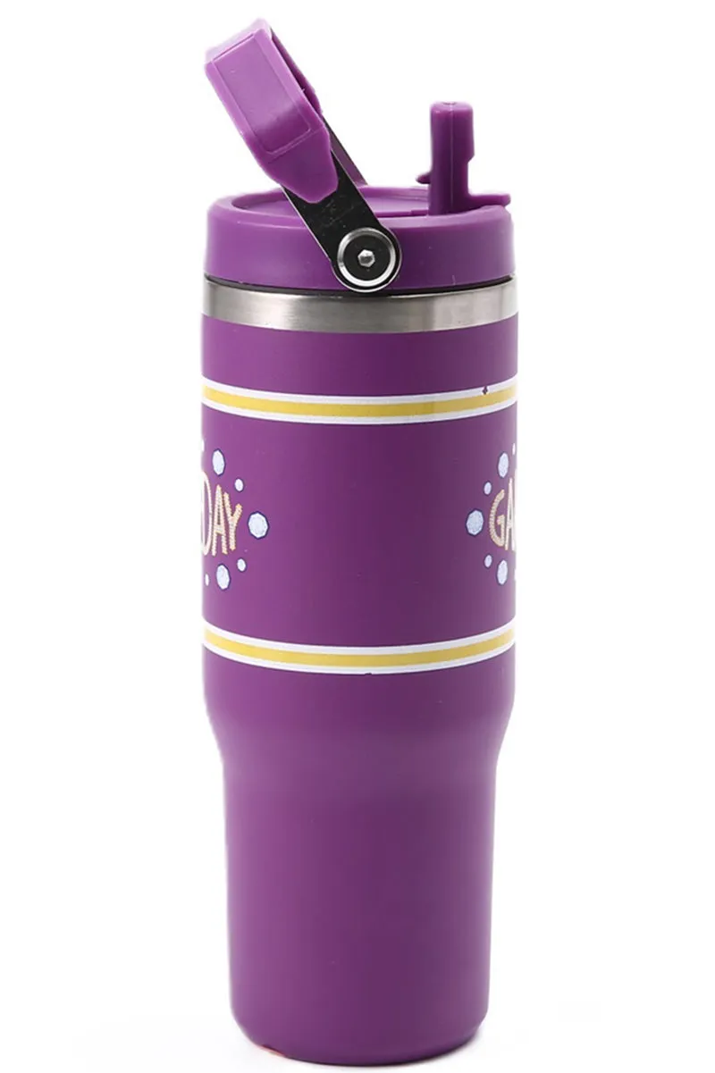Purple and Yellow Gameday Flip Straw 30oz Tumbler