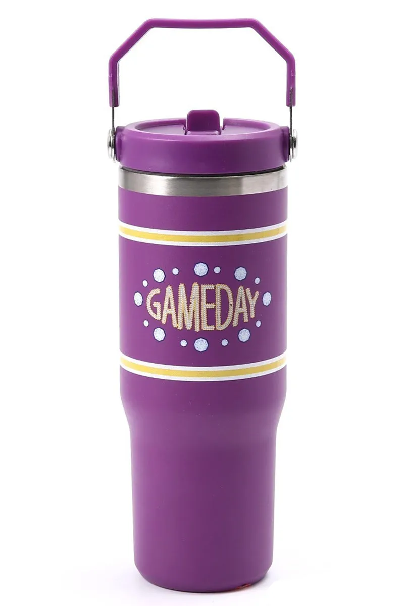 Purple and Yellow Gameday Flip Straw 30oz Tumbler