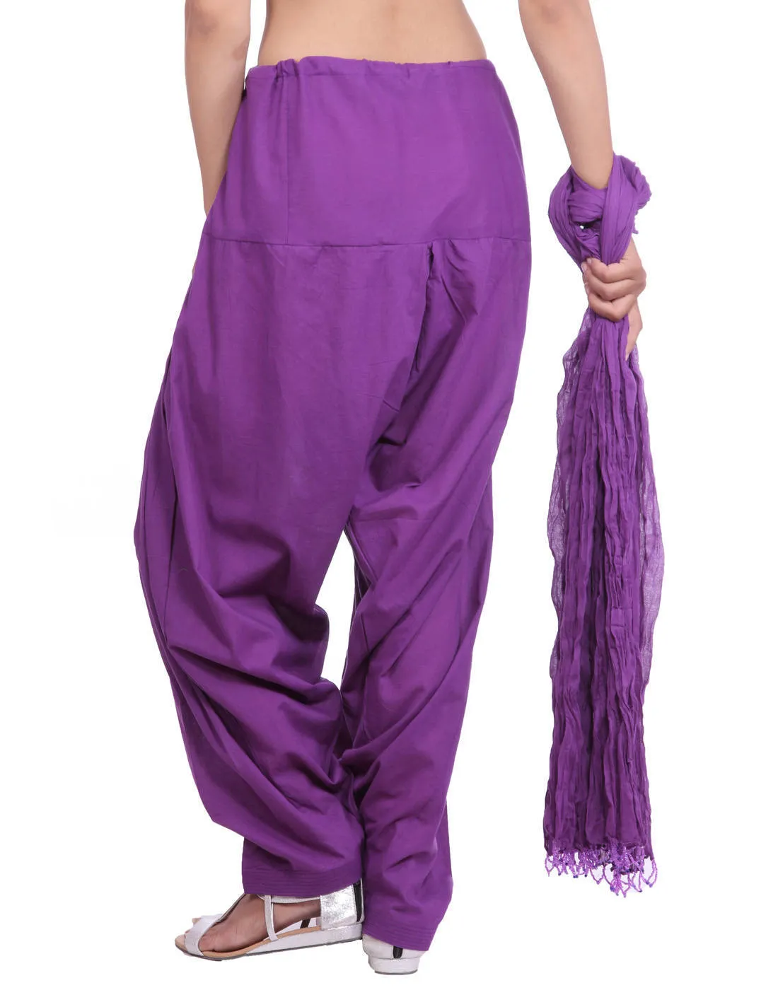 Purple Cotton Patiala Salwar And Dupatta Set