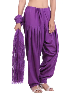 Purple Cotton Patiala Salwar And Dupatta Set