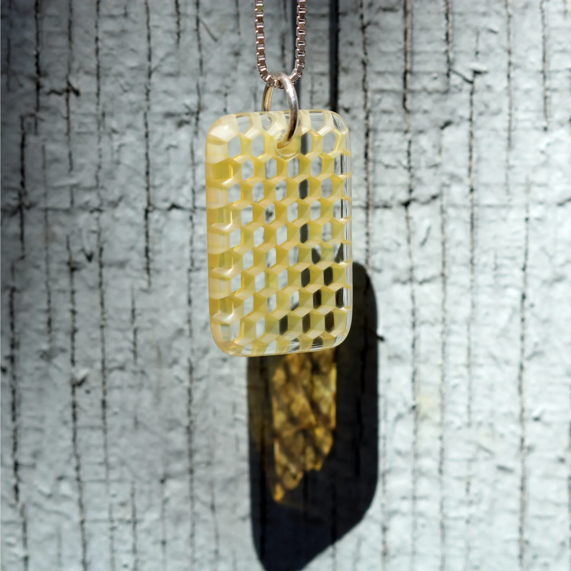 "Asimi" Rectangular Honeyglass Necklace