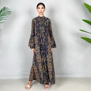 RAM22 MIDNIGHT BLUE AMAL PRINTED SHIRT DRESS