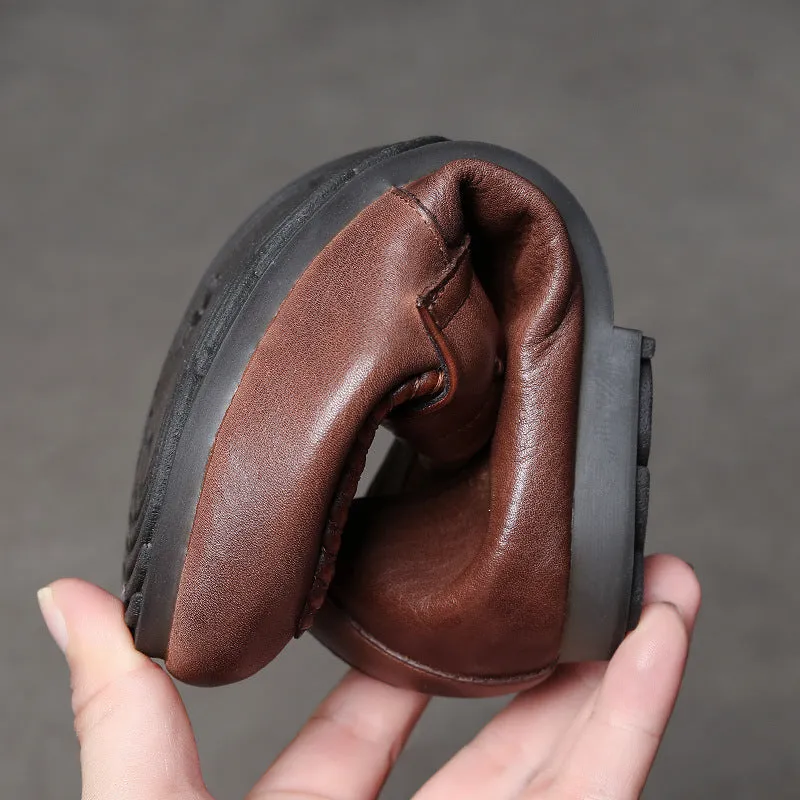 Retro Genuine Leather Tendon Soft Sole Flat Shoes Comfortable Flat Heel Women's Shoes