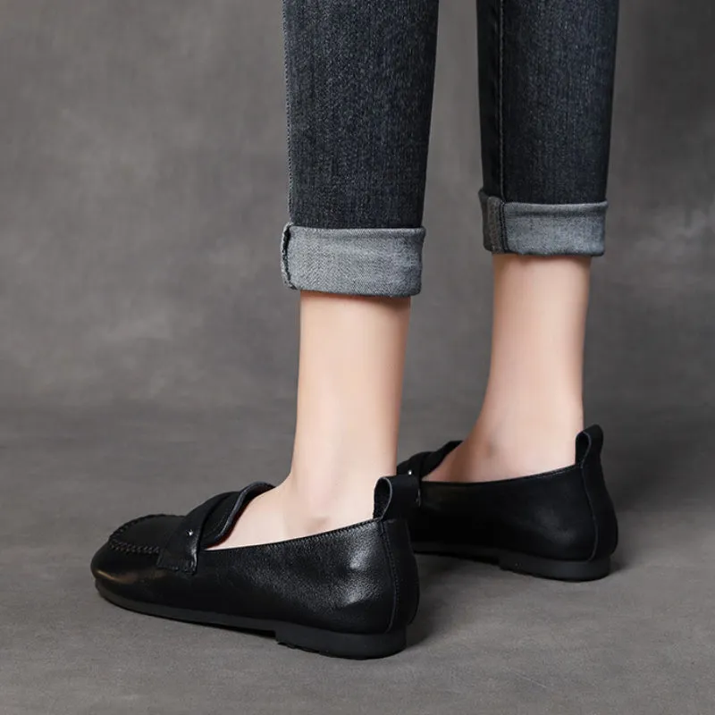 Retro Genuine Leather Tendon Soft Sole Flat Shoes Comfortable Flat Heel Women's Shoes