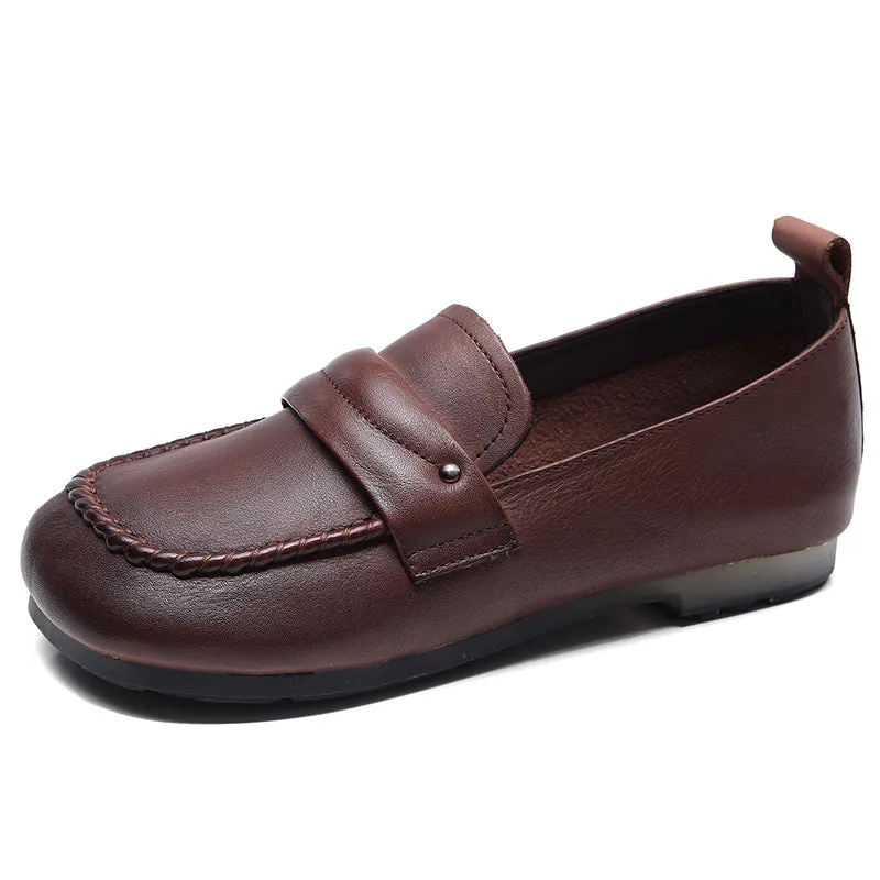 Retro Genuine Leather Tendon Soft Sole Flat Shoes Comfortable Flat Heel Women's Shoes