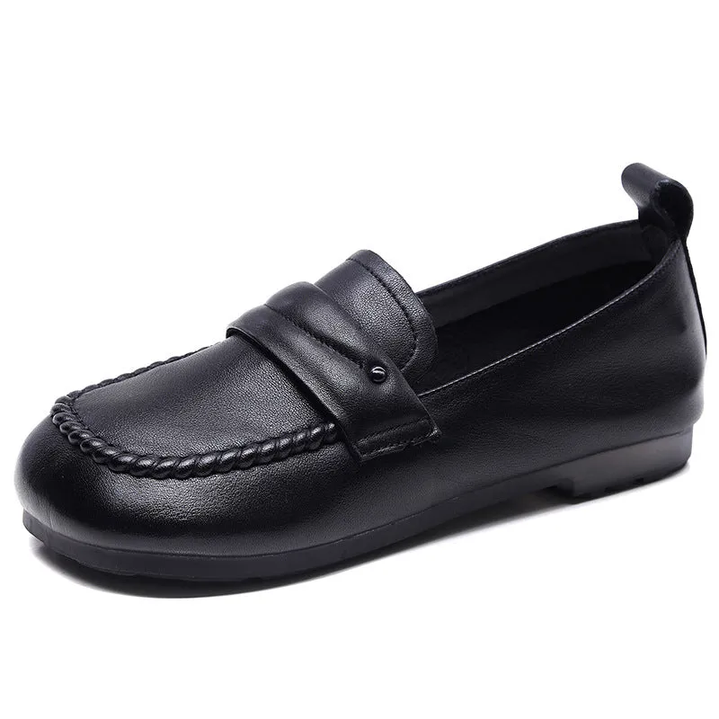 Retro Genuine Leather Tendon Soft Sole Flat Shoes Comfortable Flat Heel Women's Shoes