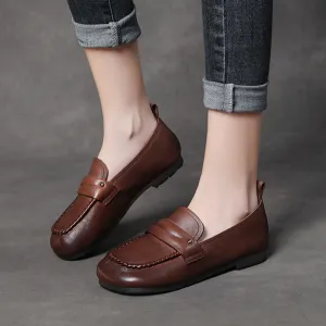 Retro Genuine Leather Tendon Soft Sole Flat Shoes Comfortable Flat Heel Women's Shoes