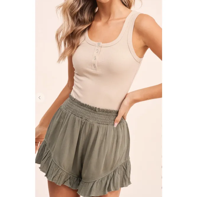 Ribbed Button Basic Tank