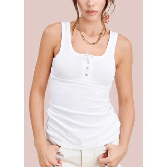 Ribbed Button Basic Tank