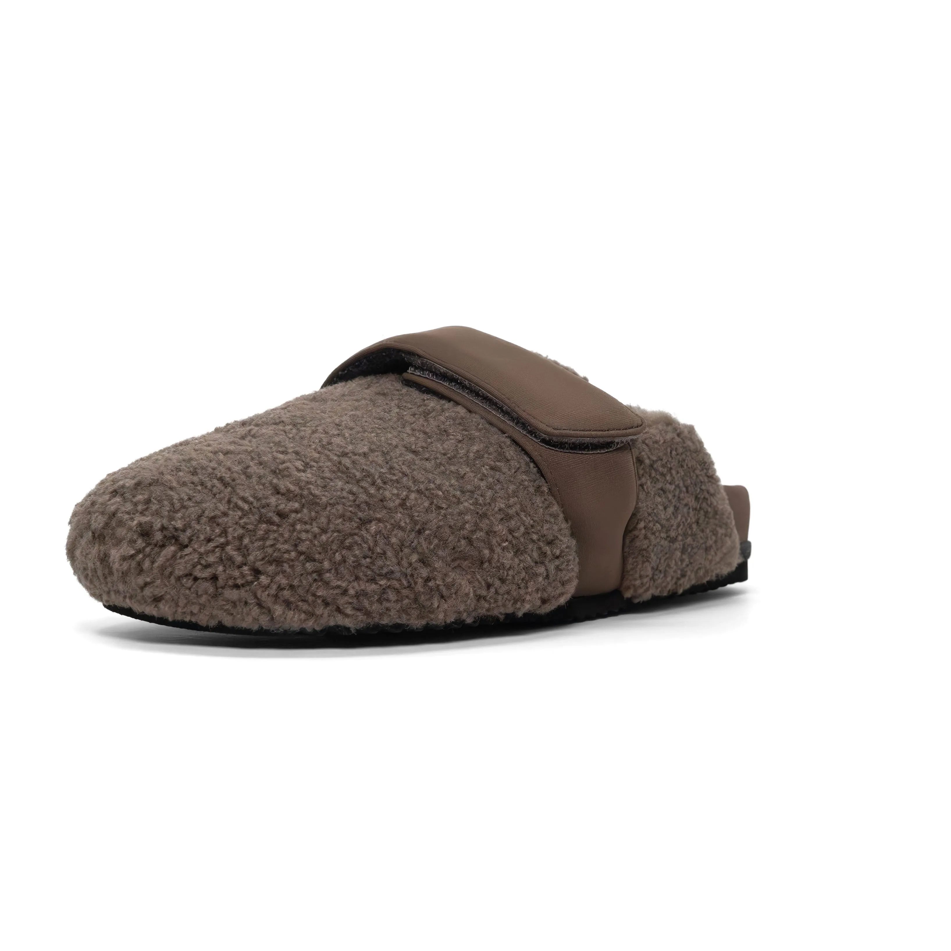 ROAM FUZZY LOAFER MULE TAUPE FAUX SHEARLING