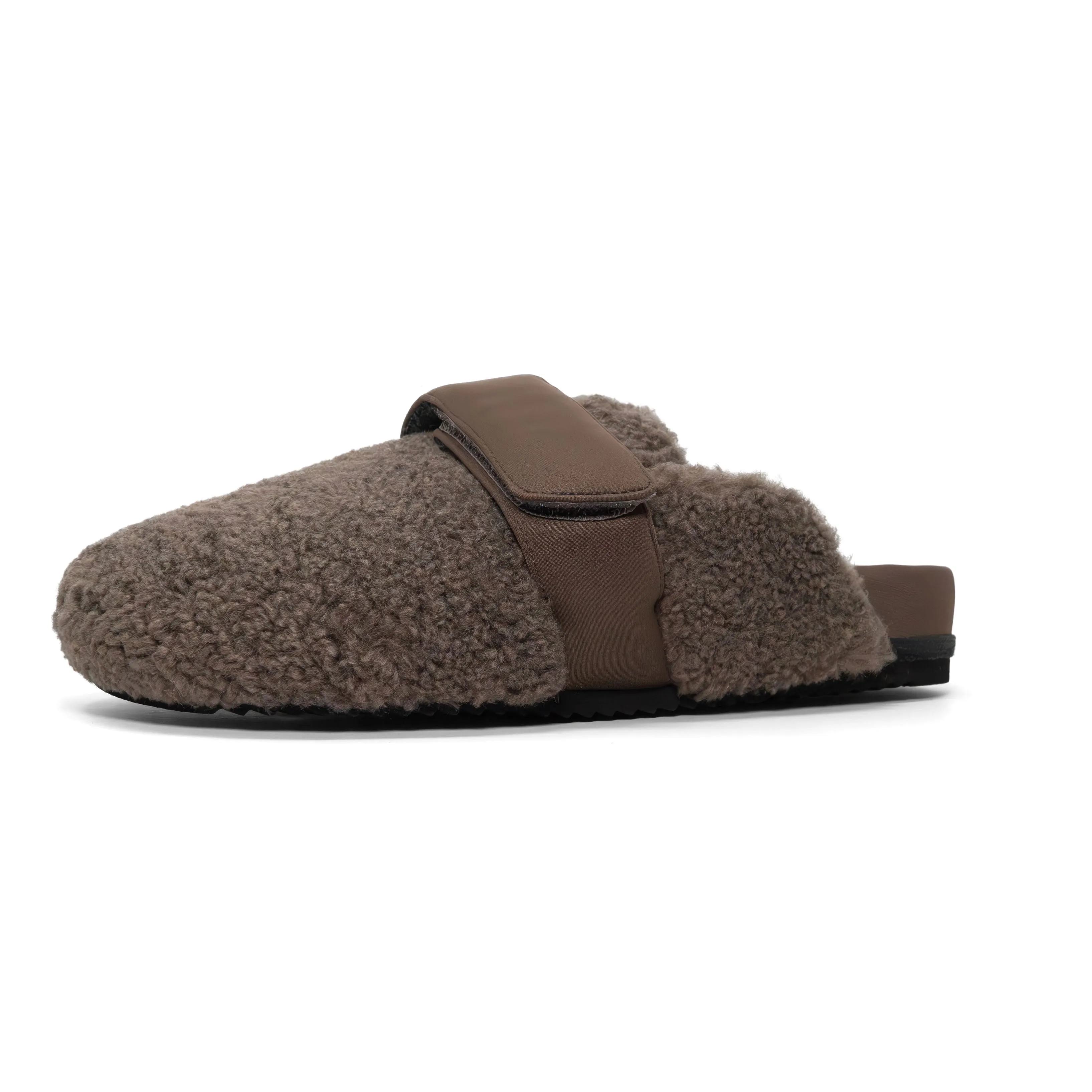 ROAM FUZZY LOAFER MULE TAUPE FAUX SHEARLING