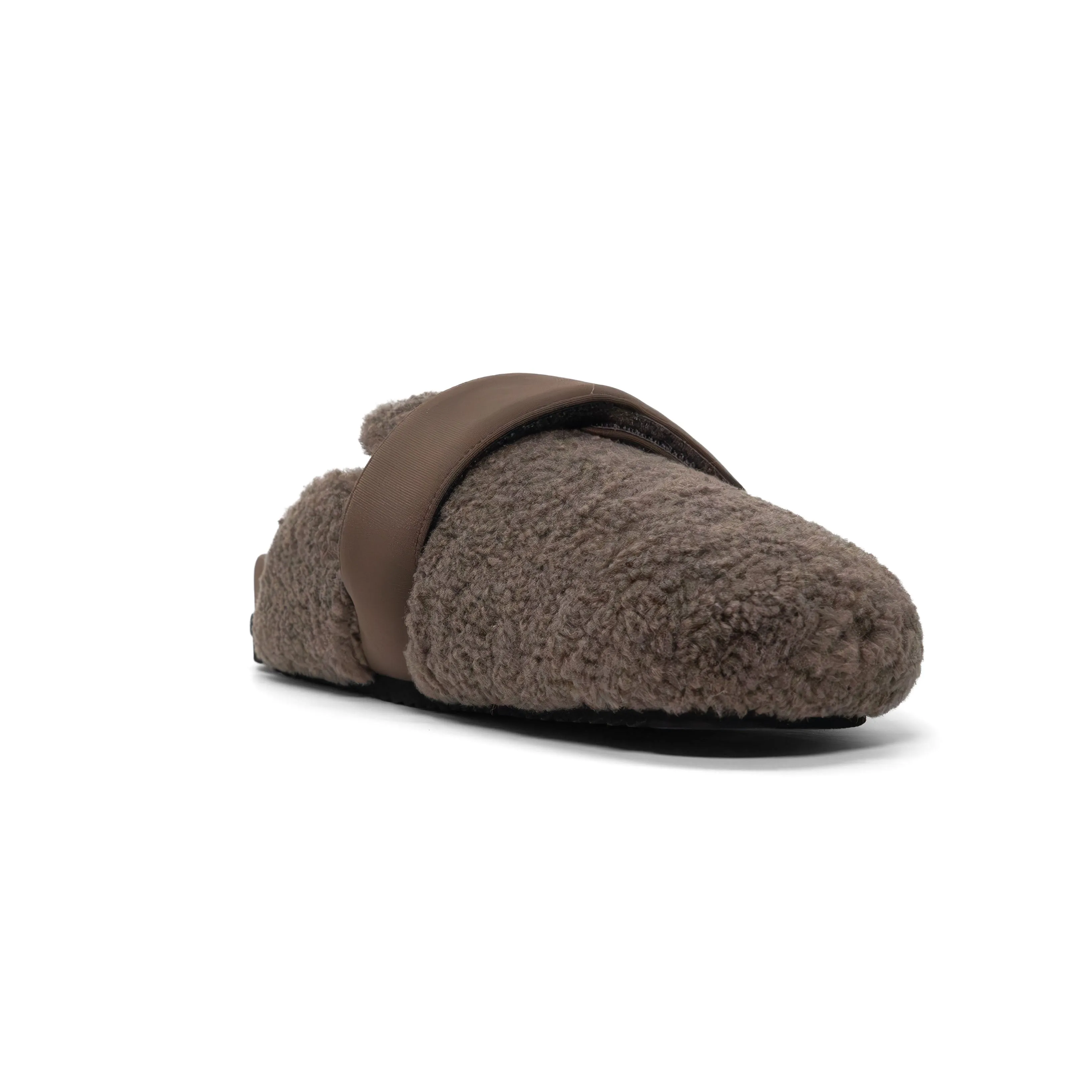 ROAM FUZZY LOAFER MULE TAUPE FAUX SHEARLING