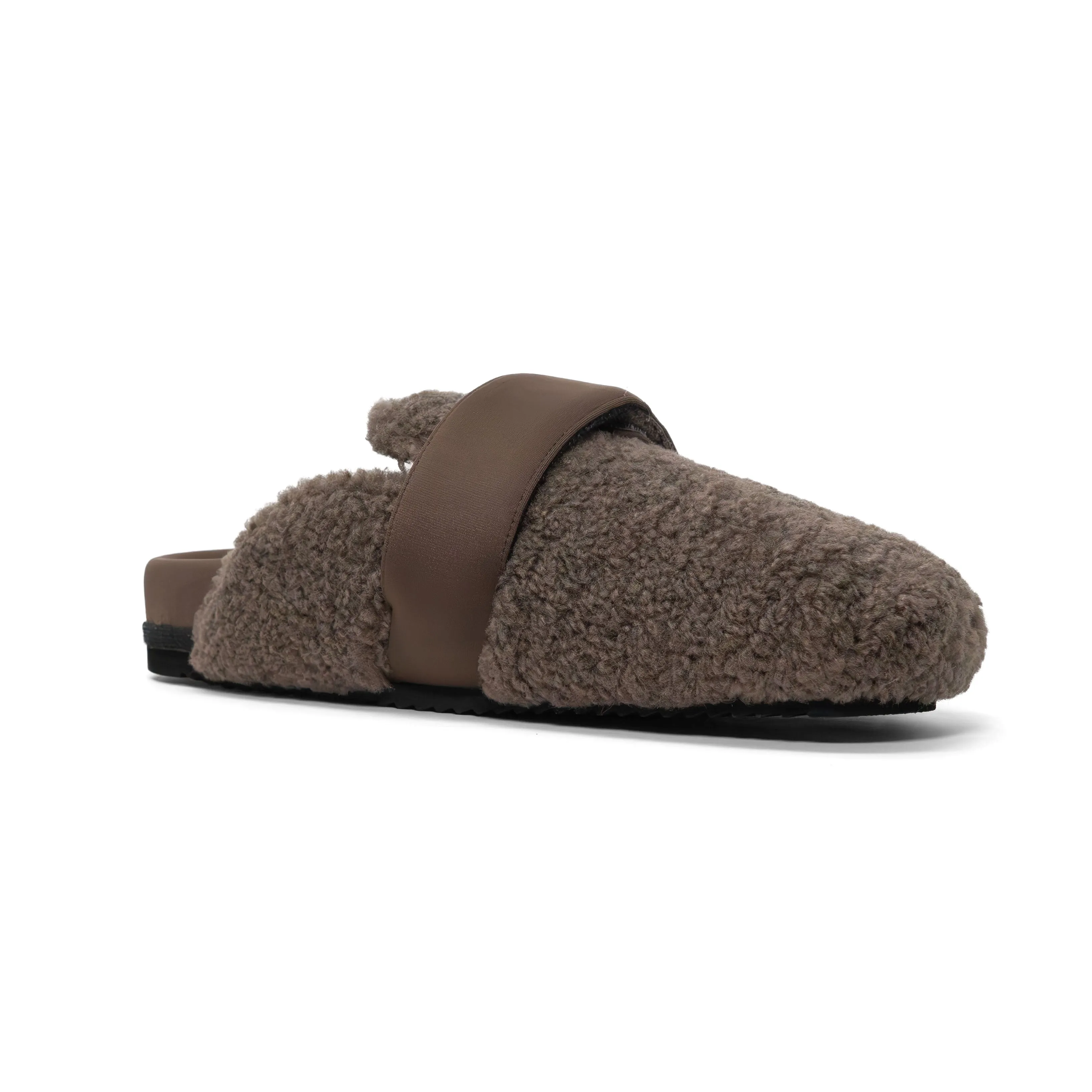 ROAM FUZZY LOAFER MULE TAUPE FAUX SHEARLING