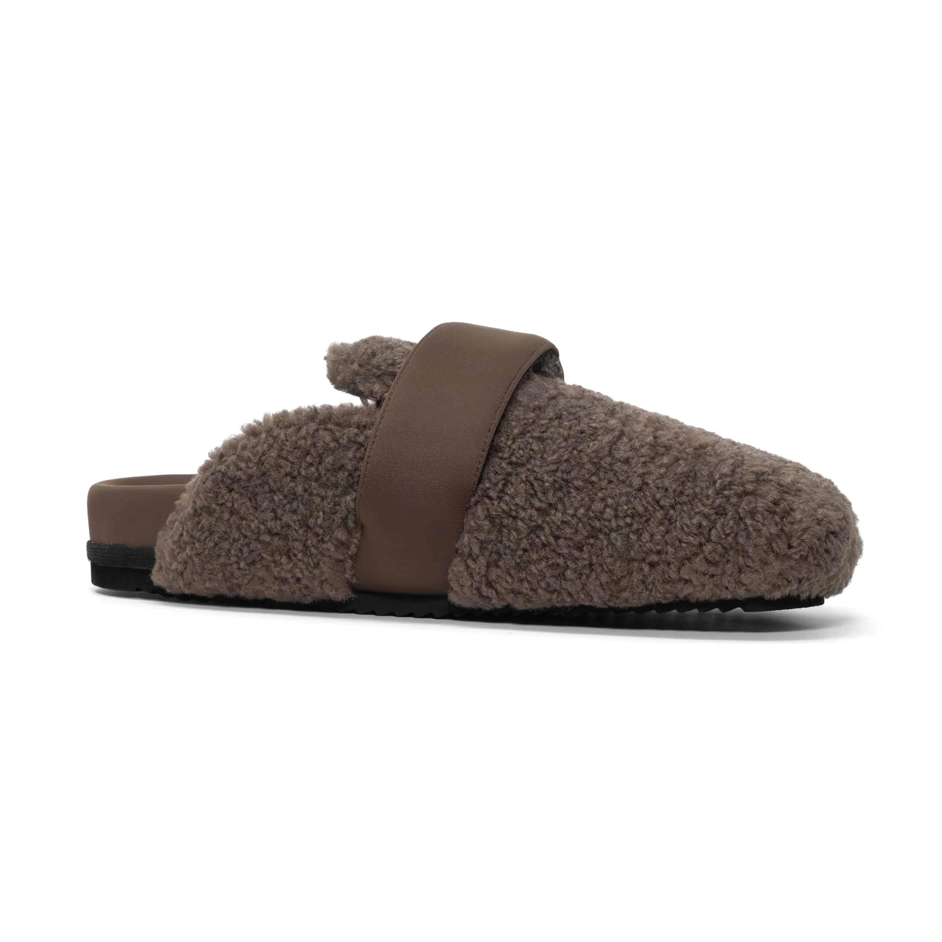 ROAM FUZZY LOAFER MULE TAUPE FAUX SHEARLING