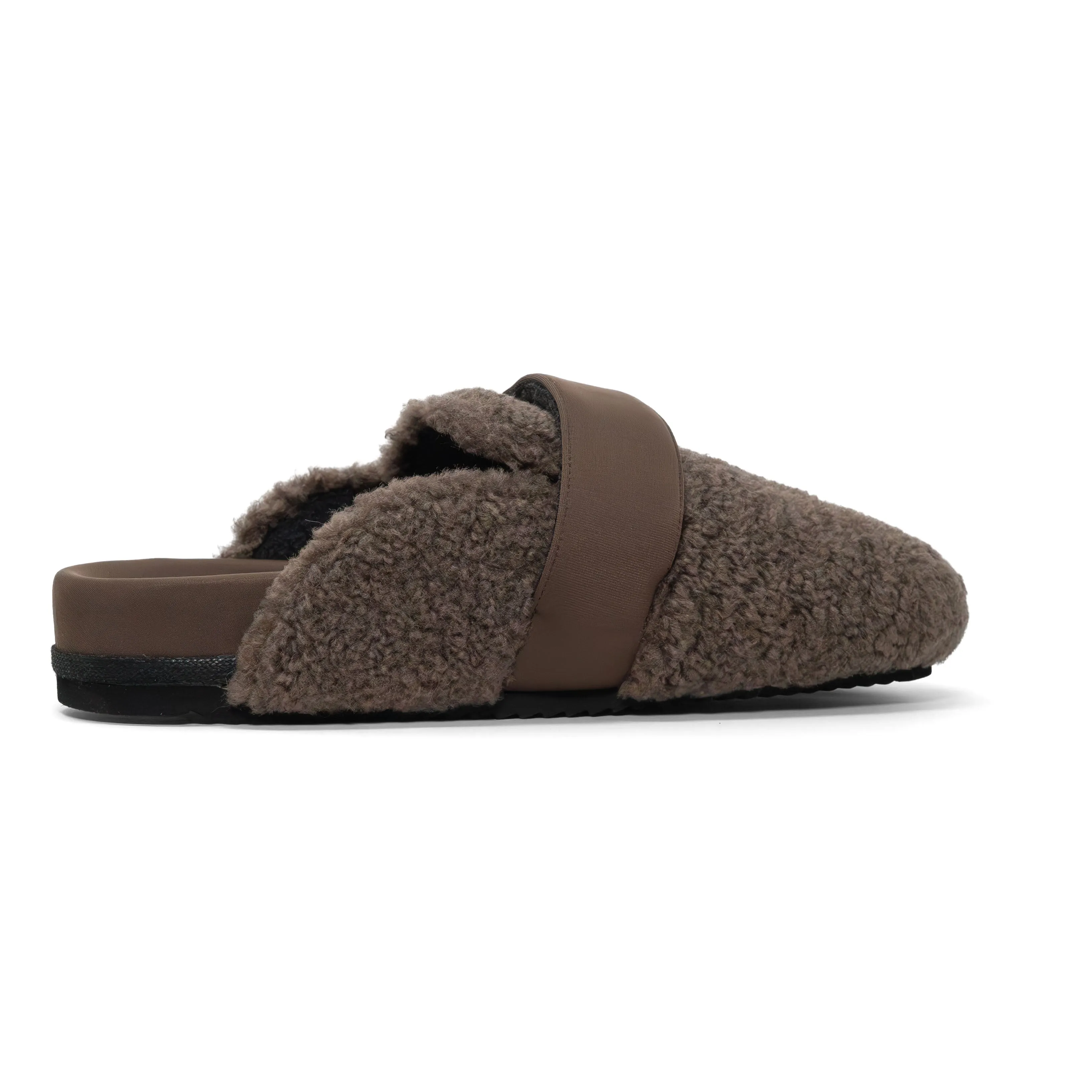ROAM FUZZY LOAFER MULE TAUPE FAUX SHEARLING