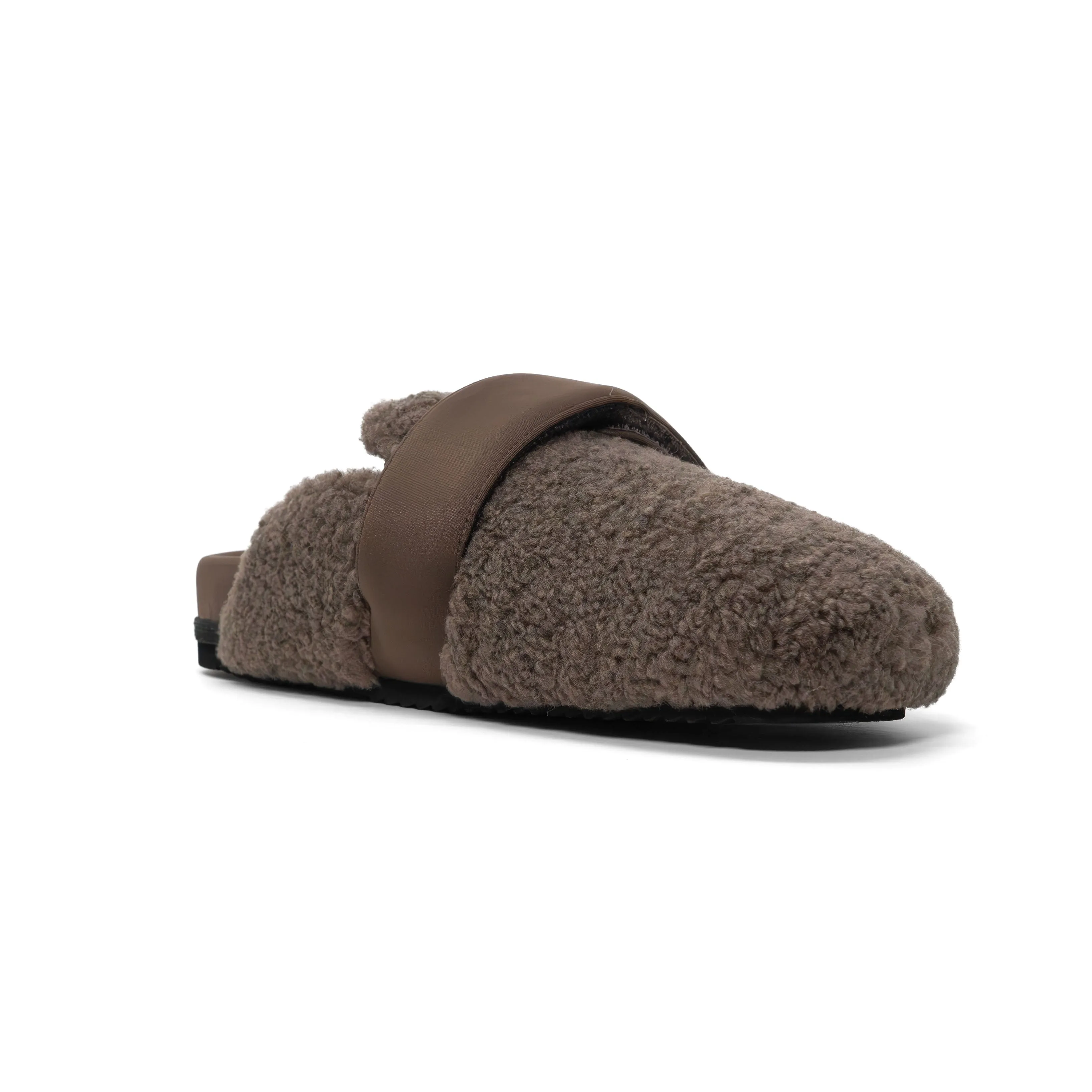 ROAM FUZZY LOAFER MULE TAUPE FAUX SHEARLING