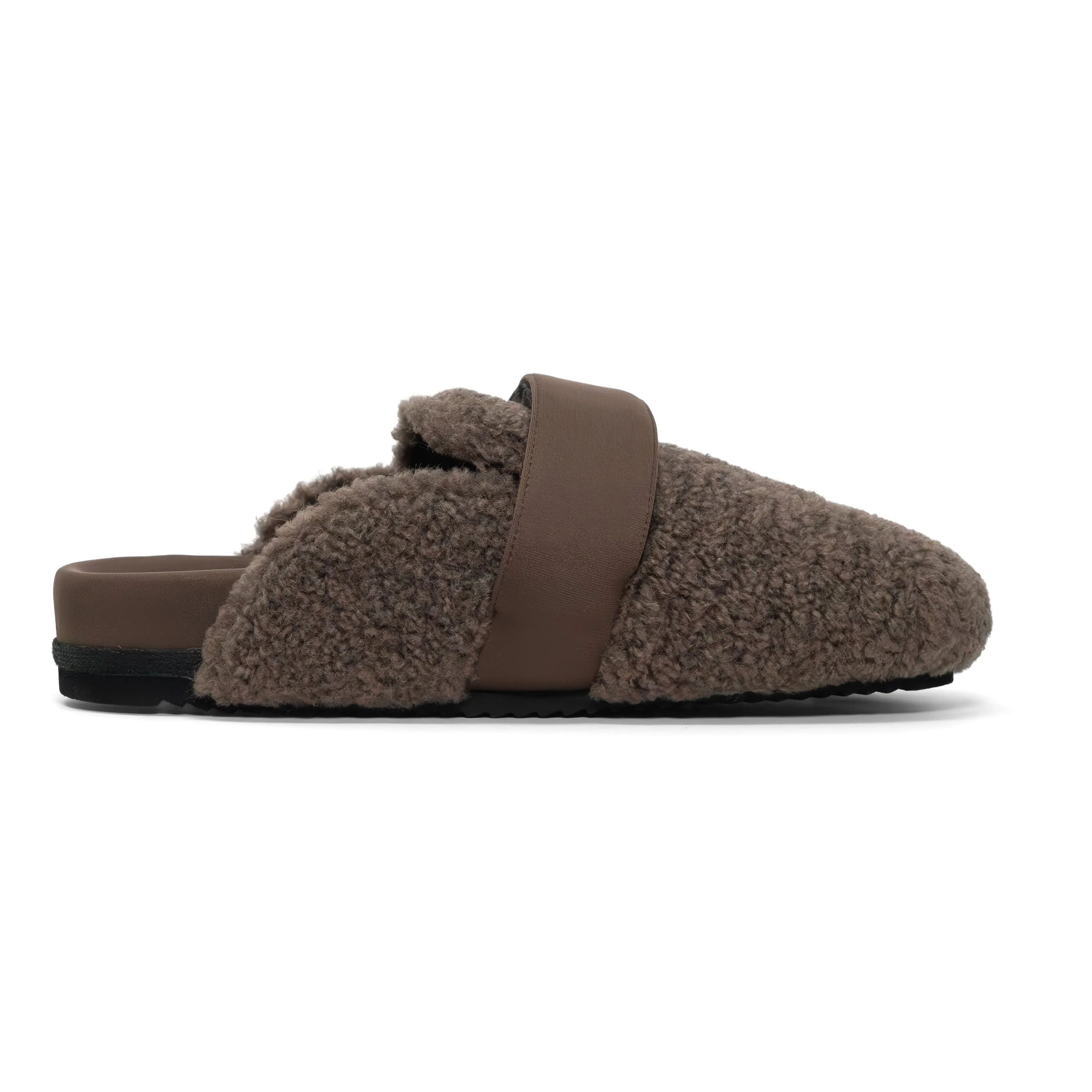 ROAM FUZZY LOAFER MULE TAUPE FAUX SHEARLING